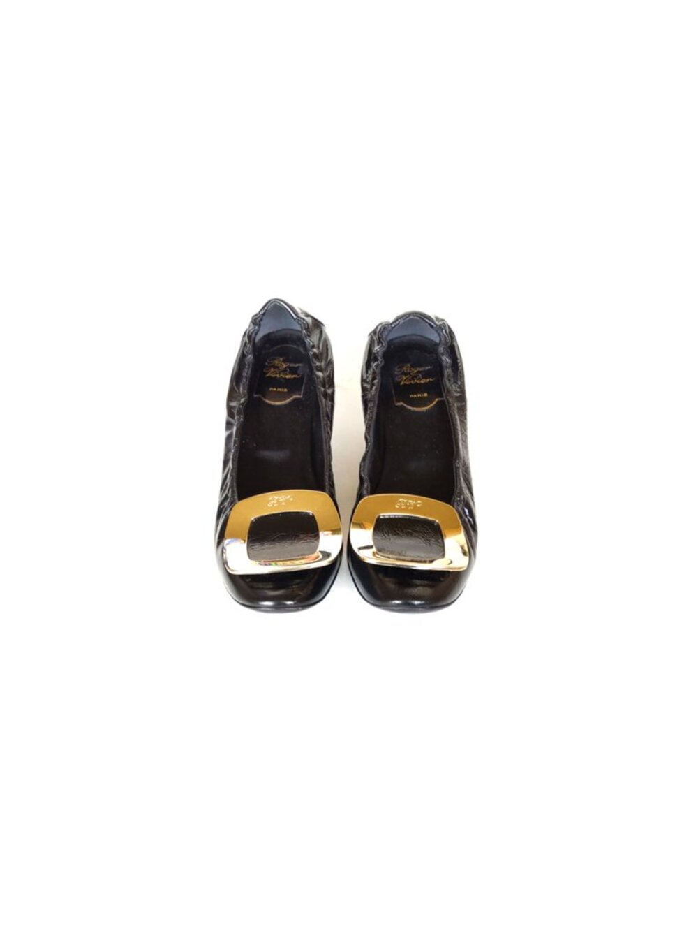ROGER VIVIER Ballet Kitten Heel Pump Black Patent Leather Size 7